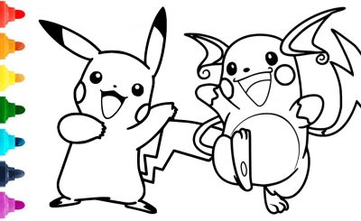 5 desenhos do Pikachu para colorir e pintar
