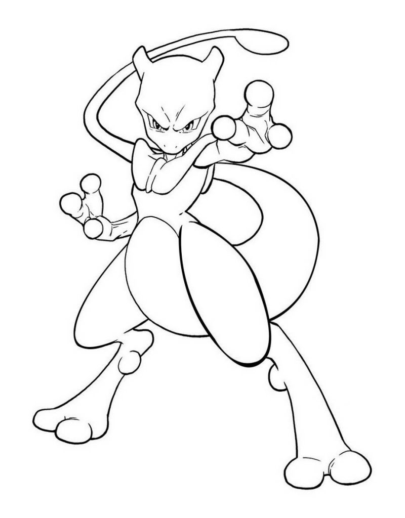 5 desenhos do Mewtwo para baixar, imprimir, colorir e pintar - Desenhos de Pokémon - 3