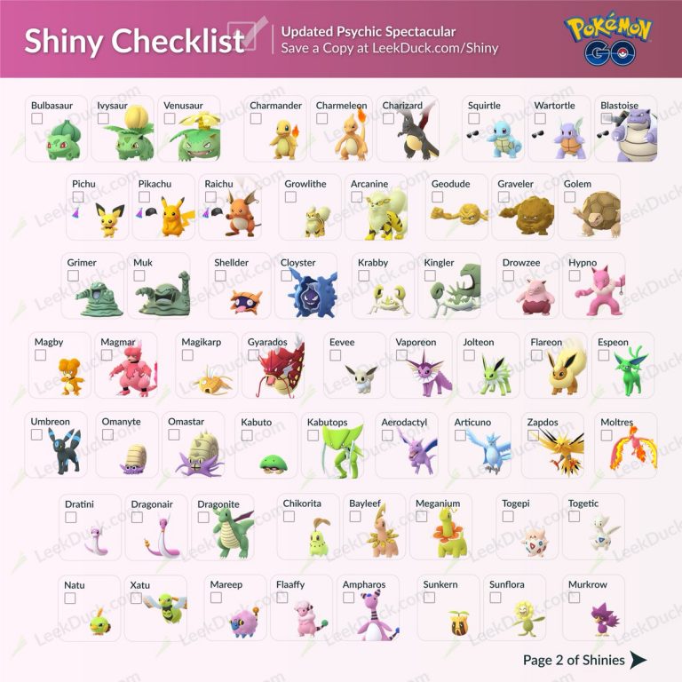 O que é Pokémon GO Shiny Checklist? - Mestre Pokemon