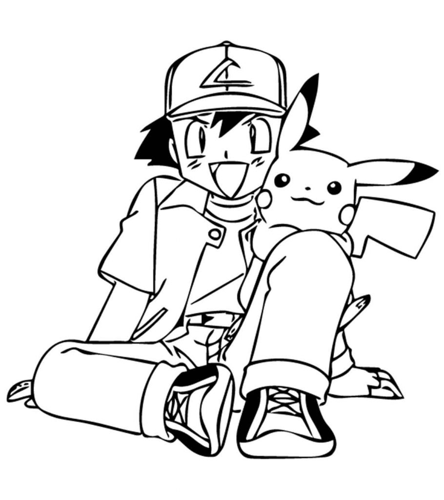 Desenhos para colorir do Pokemon - Ash e Pikachu - Escola Educação