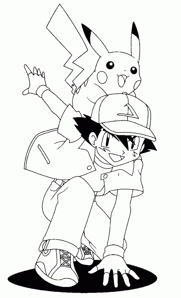 5 desenhos do Ash e Pikachu para baixar, imprimir, colorir e pintar – Desenhos de Pokémon - 3