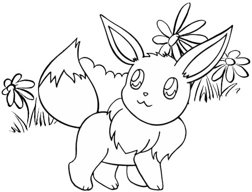 Desenho do pokémon Eevee para colorir – Se divertindo com crianças